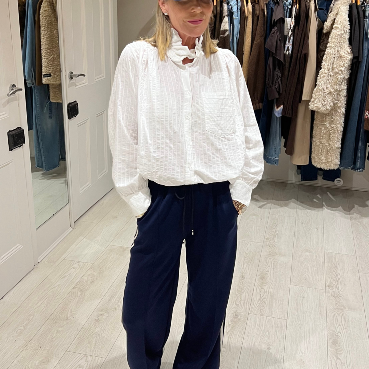 Studio Side Stripe Trousers - Navy