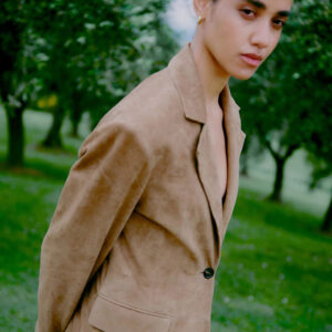 Fitted Suede Blazer - Petrified Oak