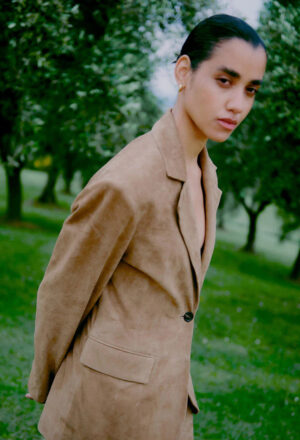 Fitted Suede Blazer - Petrified Oak