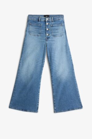 High-waisted cropped jeans - blue